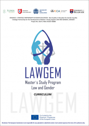 Curriculum and syllabi for master study program “Law and Gender”